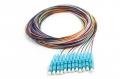 FIB 12 Fiber 900um Pigtail, MM 50um OM3, LC/PC, Aqua Boots, 3 Meters