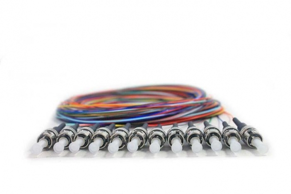 FIB 12 Fiber 900um Pigtails, MM 50um OM2, ST/PC, Black Boots, 3 Meters