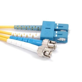 FIB Fiber Optic Patch Cable, ST UPC to SC UPC, 2 meters, 3mm Duplex SM SMF-28 Ultra Fiber