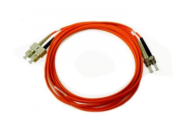 FIB Fiber Optic Patch Cable, ST PC to SC PC, 2 meters, 3mm Duplex MM ClearCurveOM2 Fiber  FIB Fiber Optic Patch Cable, ST PC to SC PC, 2 meters, 3mm Duplex MM ClearCurveOM2 Fiber