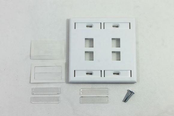 Leviton QuickPort 4 Port Dual Gang Wallplate, White