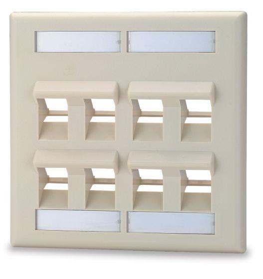 SIGNAMAX Keystone Faceplate 8 Port Double Gang with Labeling Windows Light Ivory  SIGNAMAX Keystone Faceplate 8 Port Double Gang with Labeling Windows Light Ivory