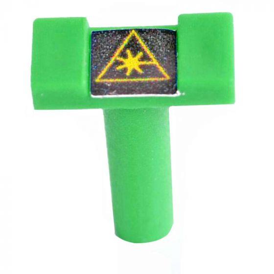 FIB Dust Cap Mating Sleeve Adapter LC with Warning Label Green Square Head - 100 Pack  FIB Dust Cap Mating Sleeve Adapter LC with Warning Label Green Square Head - 100 Pack