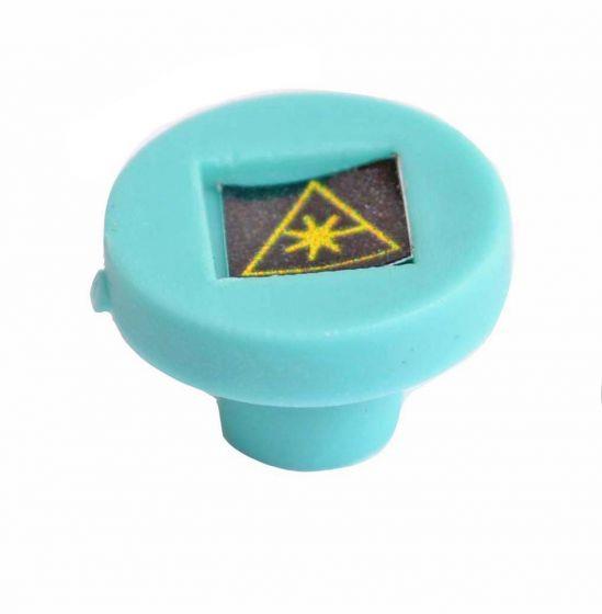 FIB Dust Cap Mating Sleeve Adapter ST with Warning Label Aqua Round Head - 100 Pack  FIB Dust Cap Mating Sleeve Adapter ST with Warning Label Aqua Round Head - 100 Pack