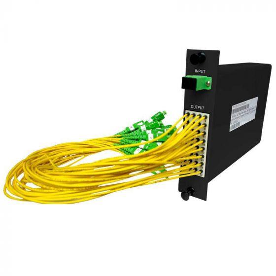 FIB PLC Splitter Module 1x4 1.6mm Jacketed 2 Meter Leads with SC/APC Connectors LGX Footprint  FIB PLC Splitter Module 1x4 1.6mm Jacketed 2 Meter Leads with SC/APC Connectors LGX Footprint