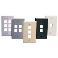Leviton QuickPort 4 Port Single Gang Wallplate, Lt Almond  Leviton QuickPort 4 Port Single Gang Wallplate, Lt Almond