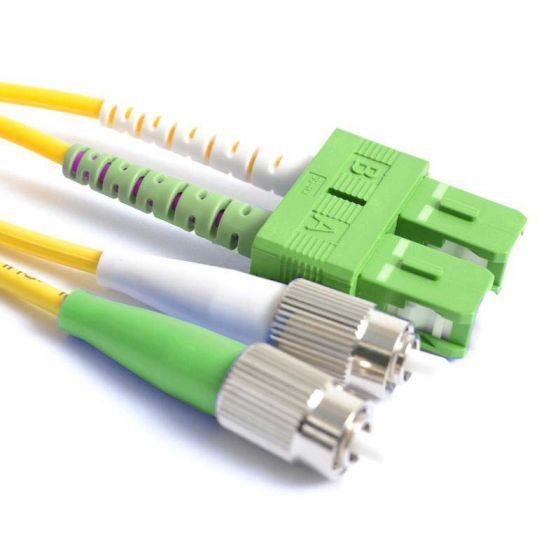 FIB Fiber Optic Patch Cable, FC to SC APC-APC, 10 meters, 3mm Duplex SM SMF-28 Ultra Fiber  FIB Fiber Optic Patch Cable, FC to SC APC-APC, 10 meters, 3mm Duplex SM SMF-28 Ultra Fiber