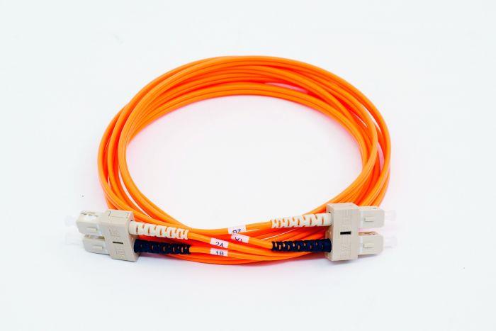 FIB Fiber Optic Patch Cable, SC PC to SC PC, 3 meters, 3mm Duplex MM ClearCurveOM2 Fiber